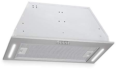 KLARSTEIN Down Under - Cappa Aspirante, Cappa di Aspirazione, Da Incasso, 60 cm, Aria di scarico 590 m³ / h, Potenza: 190 Watt in 3 Fasi, LED, Acciaio Inox, 61 dB, Kit di Montaggio, Argento