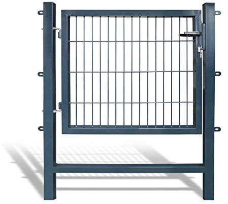 Arvotec Gartentor Easy (kein ausrichten der Pfosten notwendig durch Querverbindung !), BxH 1000 x 800 mm, anthrazit - Tor für Doppelstabmattenzaun - komplett mit Pfosten, Montagematerial & Schloss