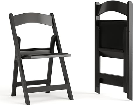Flash Furniture Hercules Series Folding Chair - Black Resin - 2 Pack 800LB Weight Capacity Comfortable Event Chair - Light Weight Folding Chair