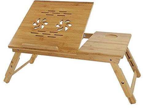 KKTONER Laptoptisch Monitorständer höhenverstellbar Bed Tablett faltbar aus Bambus