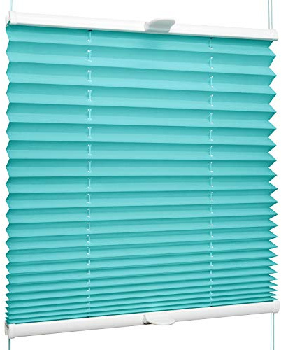 SchattenFreude Plissee nach Maß für Fenster | Mit Klemm-Haltern | Klemmfix ohne Bohren | Türkis, Breite: 901-1100mm x Höhe: 300-1000mm