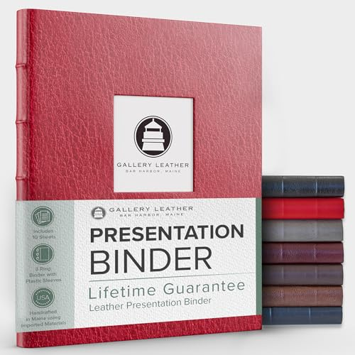 Gallery Leather Präsentationsmappe mit Fenster und Nabenrücken, Leder, 1,9 cm Camden Red