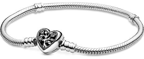 PANDORA Moments Women's Sterling Silver Family Tree Clasp Chain Bracelet for Charms, Size 17, No Box