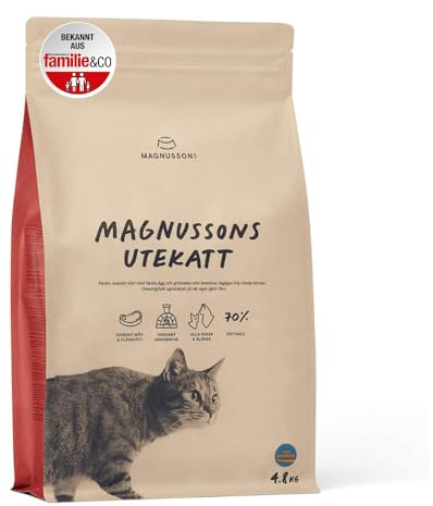 MAGNUSSONs Utekatt (1 x 4,8 kg) | Katzentrockenfutter für Kätzchen im Wachstum oder aktive Freigänger mit hohem Energiebedarf | 70% Fleischanteil | Ofengebacken | Katzentrockenfutter für Kätzchen im Wachstum oder aktive Freigänger mit hohem Energiebedarf | 70% Fleischanteil