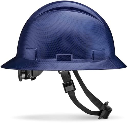 ACERPAL OSHA Arbeitssicherheitshelm mit voller Krempe, 6-Punkt-verstellbare Ratschenfederung, Kohlefaser-Design, blau