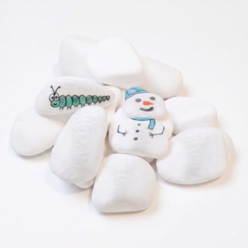Schneeweiße Kieselsteine zum Bemalen, Verschiedene Formen, 2 kg, 40-80 mm | Handverlesene Thassos-Natursteine, glatte Oberfläche, ideal für Hobbykünstler, Kreativprojekte, Deko und Geschenke