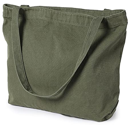Etercycle Umhängetasche für Damen, Lässige Handtasche Groß Tasche Shopper Segeltuch Tote Schultertasche mit Innentasche für Alltag, Büro, Schule und Einkauf (Grün)