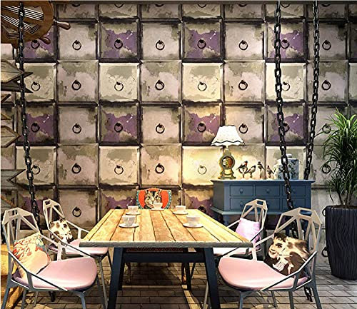 tapete 3d schlafzimmer Retro lila retro nostalgische 3D-Stereo-Simulation Eisenschublade im Industriestil moderne 3D Optik für Wohnzimmer, Schlafzimmer oder Küche inklusive Newroom Tapezier