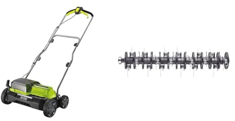 RYOBI 18V ONE+ Brushless Akku-Vertikutierer RY18SFX35A-0 & RAC821-35cm Luftsprudler Roller für AC/DC Vertikutierer