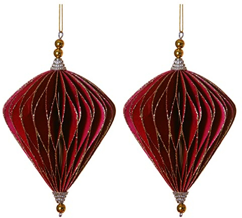 Weihnachtsschmuck Christbaumschmuck aus Papier in verschiedenen Formen und Farben (Rot/Gold, 2er Set Ø 15cm)