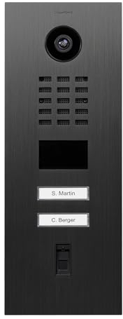 DoorBird D2102FV Fingerprint 50 IP Video Türstation für 2 Einheiten | Video-Türsprechanlage mit 2 Ruftasten, Fingerabdruckleser, RFID, HD-Video, Bewegungssensor, in Titan-Optik gebürstet