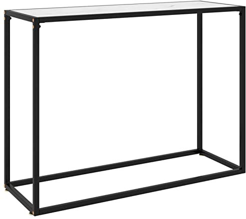 Tidyard Konsolentisch Glas, Konsolentisch Flurtisch Telefontisch Beistelltisch Sideboard Hartglas Weiß 100x35x75 cm
