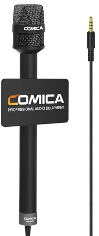 COMICA HRM-S Handheld Interview Cardioid Microphone with 3.5mm TRRS | Condenser, Reporter Microphone, Vocal Mic, for Recording, Speech, Stage, Smartphones, Laptops, DSLR Cameras