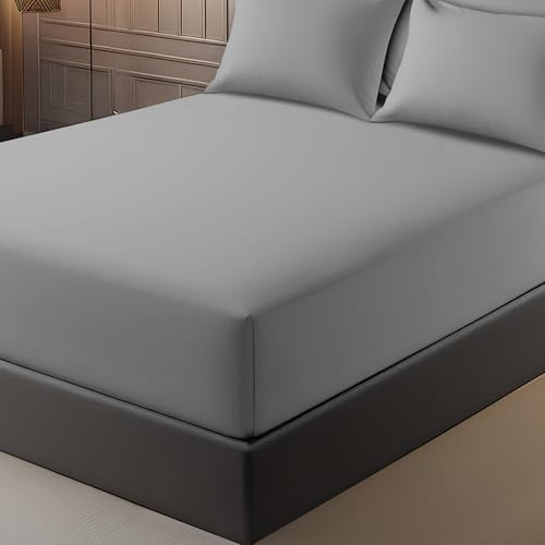 Pamposh King Size Fitted Sheets Extra Deep Pocket 40 cm (16 inches) Durable Elastic Bed Sheets - Premium Brushed Microfibre Fitted Sheets King Size - Ultrasoft Hypoallergenic Fade Resistant