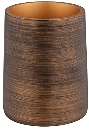 WENKO Zahnputzbecher Palena, Becher zum Aufbewahren von Zahnputzutensilien oder Kosmetikzubehör aus dem hochwertigem Kunststoff Polyresin in elegantem Design, (B/T x H): Ø 8,5 x 10,8 cm, Bronze