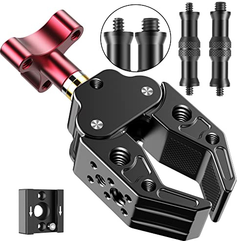 Super Clamp with 1/4&3/8 Standard Stud for Photo Video Studio, Photography Camera Crab Clamp for Cameras, Lighting,DSLR Camera Rig, LED Lights, Flash Light, LCD Field Monitor,Mic