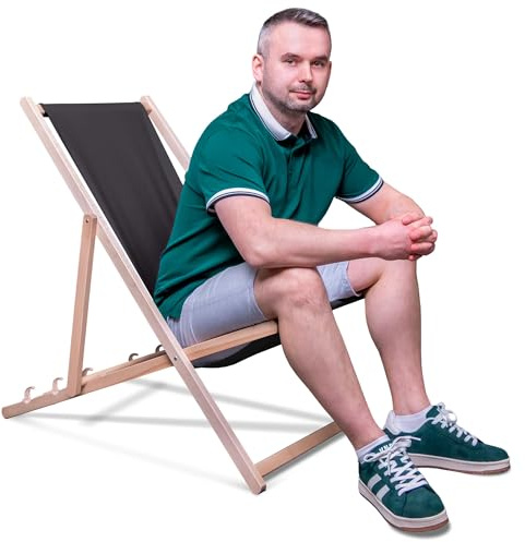 DreamRoots Liegestuhl klappbar Buchenholz, Charcoal