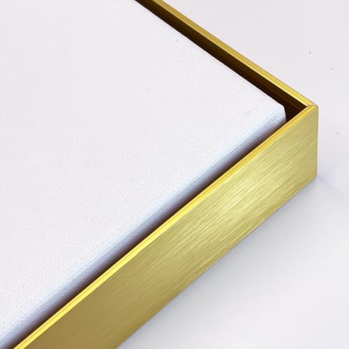 Akfado Canvas Floater Frame for 36x48 Oil Paintings Prints, 1.5” Deep DIY Metal Floating Frame for Classroom Painting Landscape Modern Abstract Wall Art Decor (Gold)
