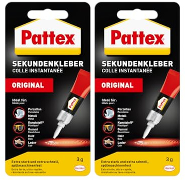 Pattex Sekundenkleber Flüssig, spülmaschinenfester Superkleber für viele Sofortreparaturen, schnelltrocknender farbloser Flüssigkleber, 2 x 3g