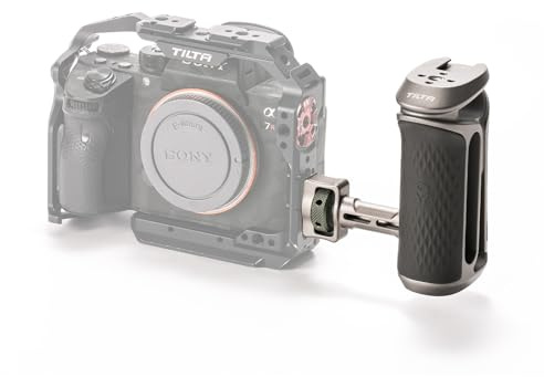 Tilta Xeno Seitengriff 1/4-Zoll-20 mit Positionierungsstiften, ergonomischer seitlicher Handgriff für DSLR/spiegellose Kamera-Rigs und Monitor-Rigs – Titangrau TA-XSH1-TG