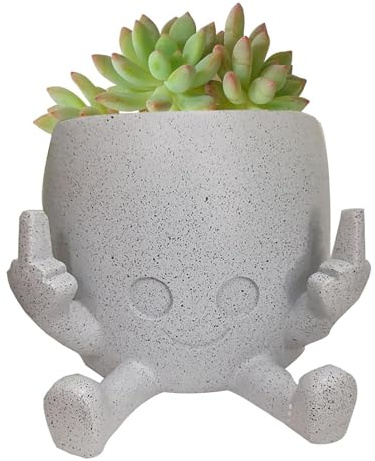 Ahuuen Pot De Fleurs Souriant | Pot De Fleurs pour Doigt d'honneur | Pot De Fleurs De Jardin en Résine | Jardinières Succulentes en Résine D’Art | Expression Amusante | Décoration De Jardin