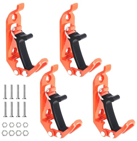 eROOSY 4 Stück Schaufelhalterung für Dachträger, Dachträger Klemmen Zubehör, Dachträger Zubehör Schaufelhalter, Metall Gummi Dachträgerklemmen mit Befestigungsschraube und Muttern (Orange)