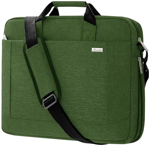 Voova Große Laptoptasche für 17 17,3 17,4 Zoll Laptop, Erweiterbare Laptop Aktentasche, Verdickt Wasserdicht Notebook Tasche, Kann Auf Dem Koffer, Kompatibel mit Macbook Dell HP, Grün