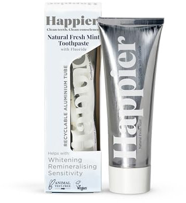 Happier Fresh Mint Toothpaste I Natural Whitening Toothpaste with Hydroxyapatite I Strengthen Enamel I Repair Protect and Reduce Sensitivity 75ml