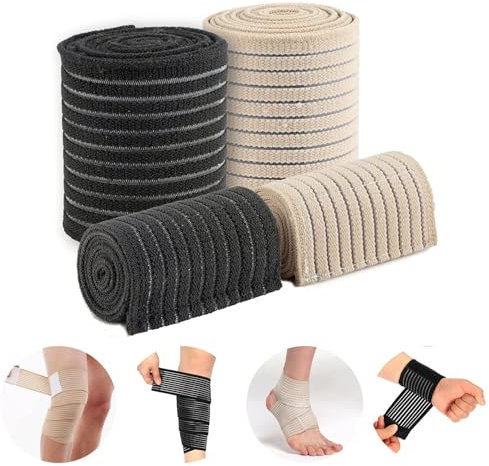 Ideal Swan Compression Bandage, 4 Pieces Elastic Wrap Knee Support Brace, Breathable Ankle Support Brace Knee Bandage Calf Support, Knee Brace Support For Women Men Sports, Running