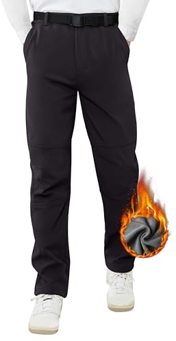 ATLASLAVA Skihose Herren Winter Softshellhose Wasserdicht Winterhose Warm Outdoorhose Wanderhose Schneehose Gefüttert Trekkinghose Dunkelgrau M
