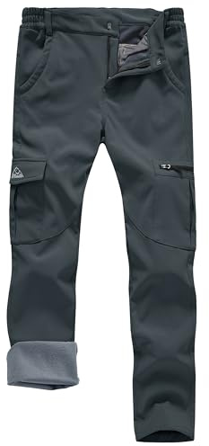 Rdruko Womens Waterproof Softshell Trouser Winter Warm Fleece Lined Hiking Trousers Ski Pants Grey M