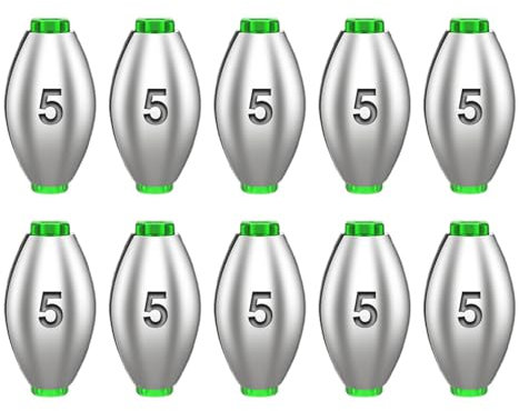 Angelblei für Barsche, Angelgewichte aus Blei, Salzwasser-Bleigewichte, Bleigewichte, Angelbleigewichte, Olivenform, Salzwasser-Geschoss-Bleigewichte, Sinker, 10 x für Salzwasser-Brandungsbarsch-Angel