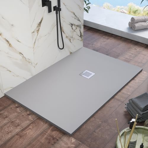 Piatto Doccia 80x120 cm Marmoresina Grigio Effetto Pietra Ultraslim Antiscivolo