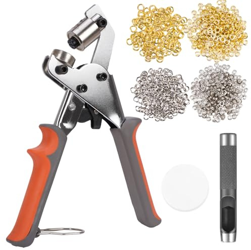 Heavy Duty Grommet Tool Kit with 600 PCS 3/8'' 10MM Grommets and Washers,Press Eyelet Plier Kit for Tarps Fabrics Leathercraft and So On