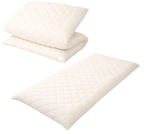 EMOOR Matelas Futon Japonais Extra-épais sans Ourlet 90 x 200 cm Blanc, Fabriqué au Japon Pliable pour Lit de Sol Tatami