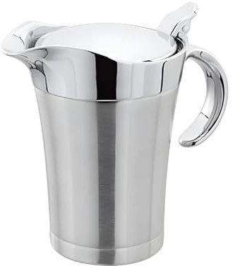 Kellegour Saucière Thermique en Acier Inoxydable 750ml,Pichet À Sauce En Acier Inoxydable Isolé,Double Paroi avec Couvercle,Saucière avec Couvercle à Charnière,pour Crème Sauce Moutarde Mayonnaise