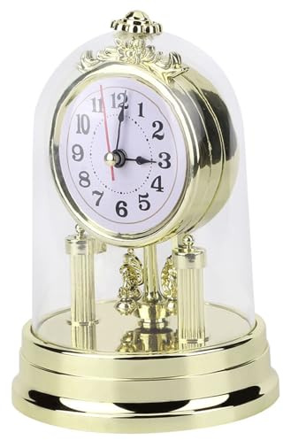 ANGGREK Golden Retro Table Clock Silent Lightweight European Home Decor Ornament for Living Room Bedroom Office Gold