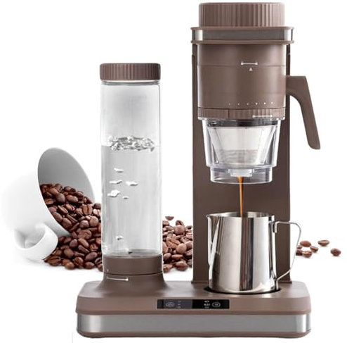 Cafetera de Goteo automática 2 en 1 y Molinillo de café, máquina de Espresso con Tanque de Agua de Jarra extraíble de 600 ml, 6 ajustes de molienda precisos, Panel de Pantalla táctil