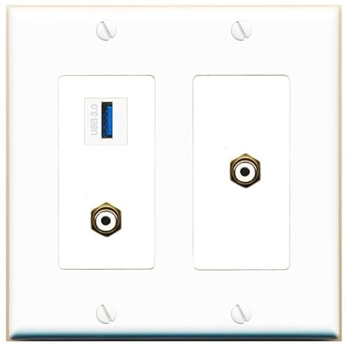 RiteAV Acoplador hembra de 2 puertos RCA blanco USB-3 de 2 puertos [blanco]