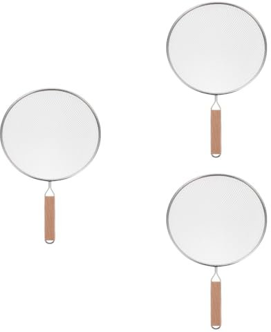 PRETYZOOM 3piezas Pantalla Antisalpicaduras De Aceite para Sartén De Inoxidable con Mango Ergonómico Tapa De Protección para Cocina Herramienta De Cocción Eficaz