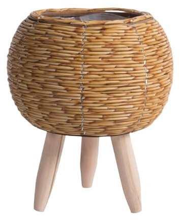 Rich Iron Pflanztöpfe Rattan Pflanzkorb mit Ständer Blumentopf Display Boden Blumentopf Rattan Korb Pflanzgefäß für Wohnzimmer Weide Pflanzkorb Frühling Dekor