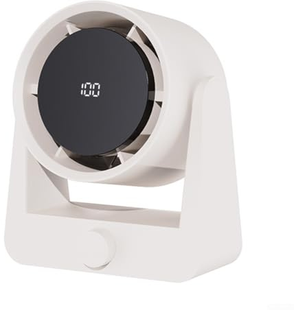 Zilimontt 100-Speed Desktop Fan with Digital Display, 4000mAh Battery, Wall-Mountable Electric Fan for Home Office, 90° Adjustable Air Circulation Fan(Beige)