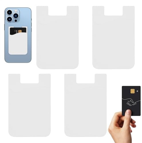 yakermur Klibbig plånbok för telefonfodral | Förpackning med 4 bärbara kreditkortshylsor – klibbig ficka, smartphone-fodral, ID-fodral för de flesta smartphones