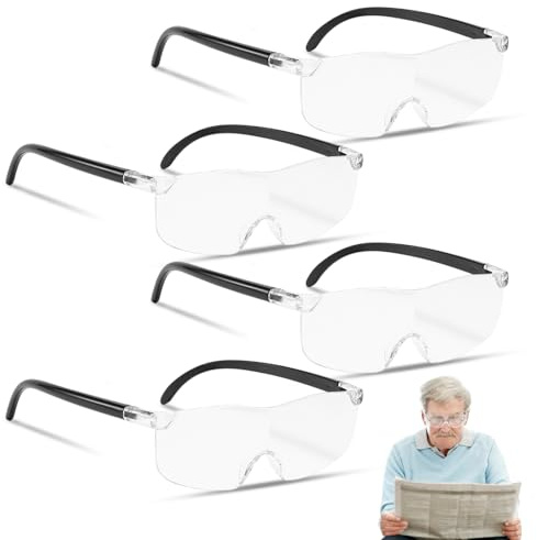 4 Pezzi 300% Occhiali Lente Ingrandimento, Lente D'Ingrandimento da Lettura per Anziani, Anti Luce Blu Lenti Ingrandimento per Occhiali, Utilizzato per la Lettura, Il Cucito e la Visione di Computer