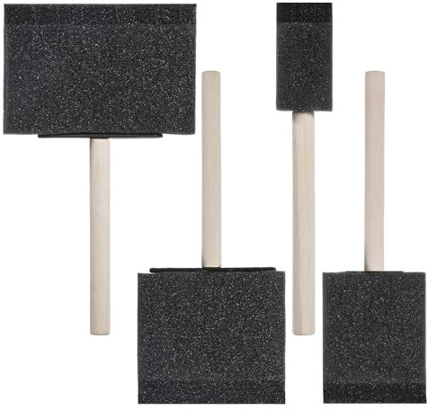 Lnngub 4 Stück Schwammpinsel Set, Schwarzer Schaumstoffpinsel zum Malen Universelle Schwamm Malpinsel mit Holzgriff für Kinder und Erwachsene zum Malen, Farbauftragen, DIY Bastelprojekte (4 Größen)
