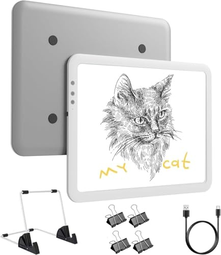 Wiederaufladbare batteriebetriebene Leuchtbox zum Nachzeichnen, A4, schnurlose Leuchtkasten, Kopierbrett, Leuchttisch zum Zeichnen, Skizzieren, HTV, super helles Lichtpad für Cricut-Vinyl
