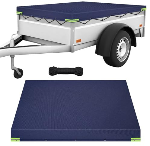 Victoam 5'x3' Trailer Cover, Waterproof Multifunctional Car Trailer Cover, 600D Oxford Fabric + PVC Tarpaulin, Heavy Duty with Reinforced Eyelets Reflective Fixed Strips for Rainproof UV Sun Shielding