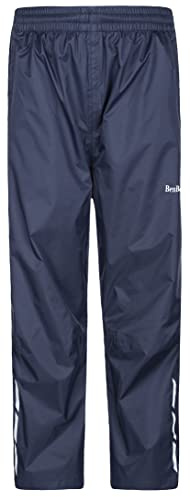 BenBoy Kids Rain Pants Waterproof Lightweight Pants Elastic Waist Outdoors Trousers for Boys Girls,YK5939H-Blue-140