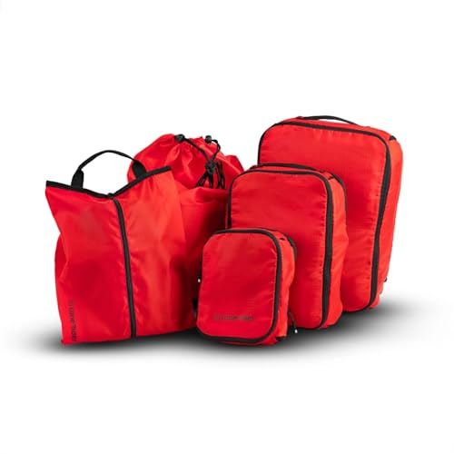 Lonerider Set di cubi per imballaggio a compressione, 5 pezzi, borse leggere e resistenti, con pannelli in rete e cerniere espandibili, organizer portatili per bagagli da viaggio