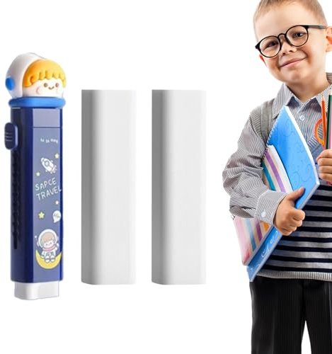 Gommes à crayon pour - Gomme rétractable - Gommes Slide avec étui - Design push-pull - Gommes extensibles de dessin animé - Caoutchouc coloré - Articles de papeterie pour rangement